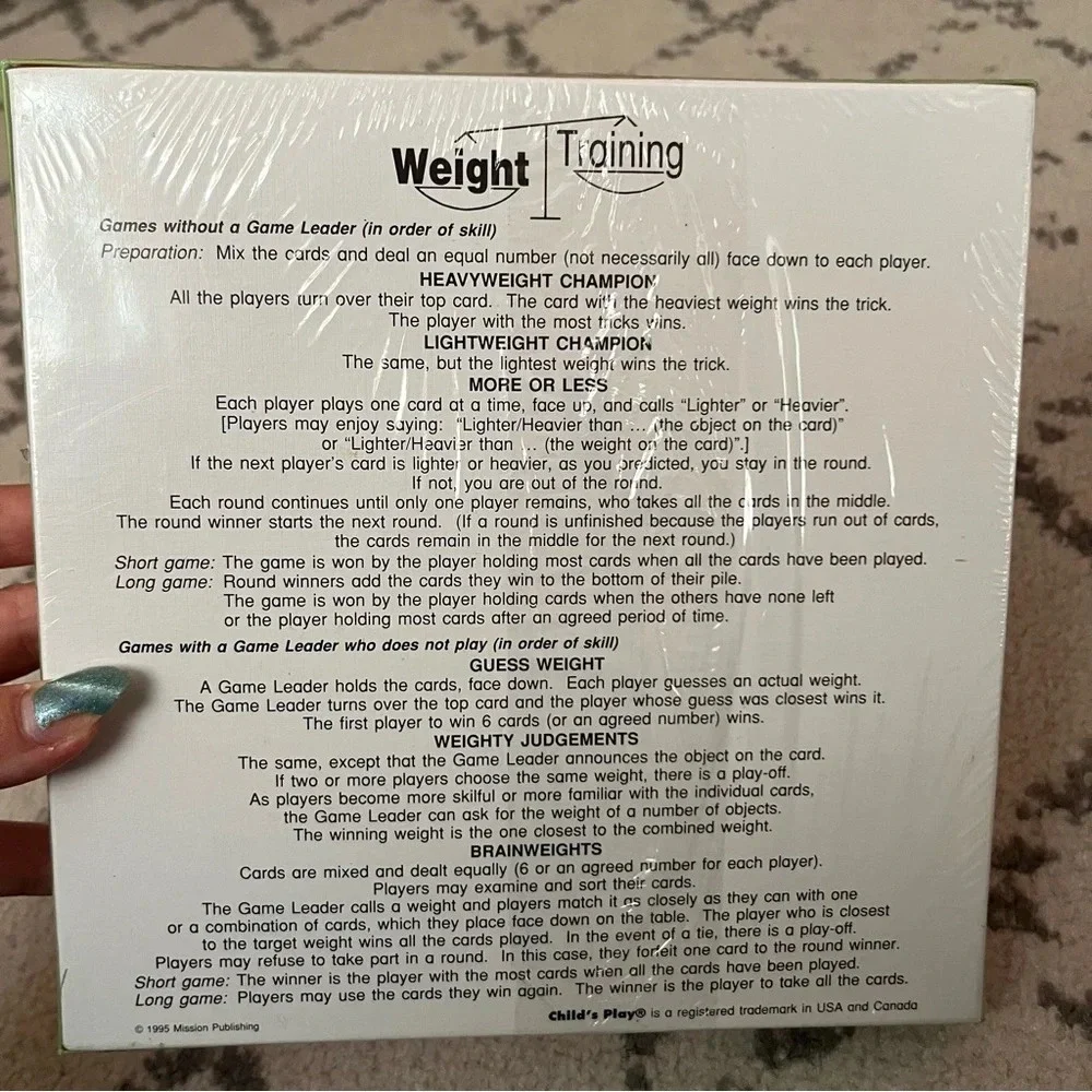 NEW VINTAGE 1995 Sealed in Box Child’s Play Weight Training Card Game